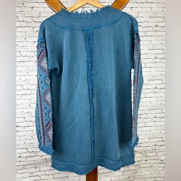 Sundance | Casual Blue Denim Bohemian Lace-Up Hoodie size PXS - Picture 4 of 5
